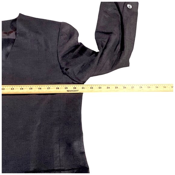 Charter Club Jacket Womens 12 Black Linen Blazer Boss Career Minimalist 80s VTG - Picture 16 of 16